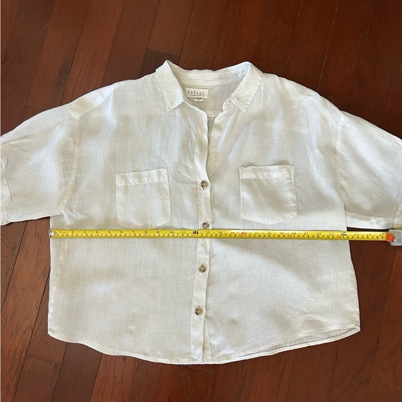 $183 Velvet BY GRAHAM SPENCER Maria Linen ButtonUp Shirt S Oversized color Chalk - Picture 8 of 11